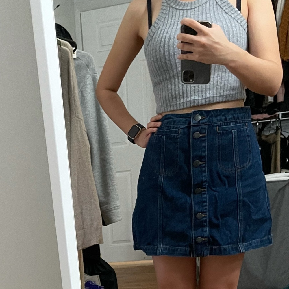 Button-up jean skirt